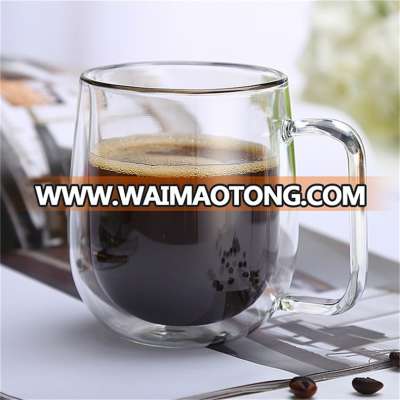 Coffee or Tea Glasses Double Wall Thermal Insulated Cups with Handle