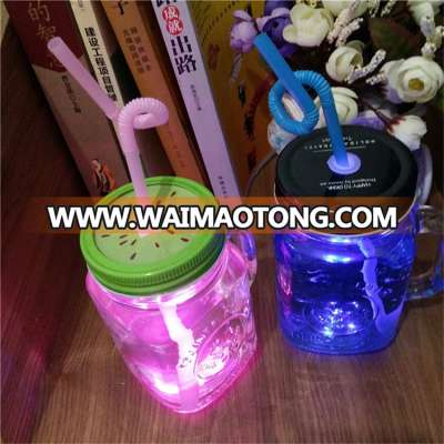 New design handle glass mason jar with led light