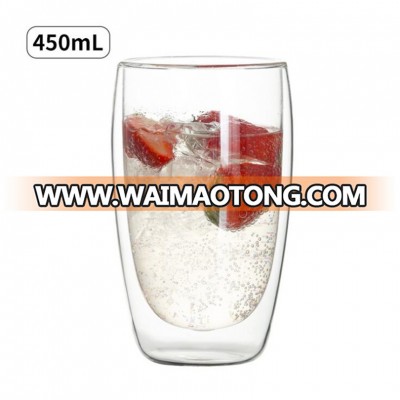 450ML 15oz Double Wall Glass Coffee cups Insulated Glass Tumbler Drinking Glass Cup